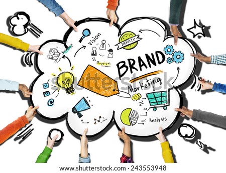 DIverse Hands Holding Isolated Marketing Brand Concept