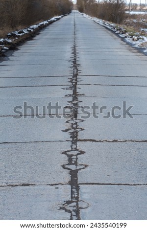concrete road in the forest, winter time

