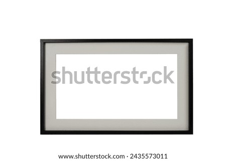 an empty black frame with a white pass partout and on a transparent background