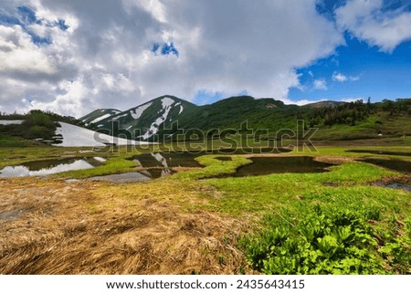 Pond of Mt. Hiuchi, Japan's 100 Famous Mountains Royalty-Free Stock Photo #2435643415