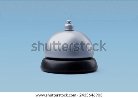 3d Vector Chrome Reception bell, Hotel reception and room service banner, Hotel booking concept. Eps 10 Vector. Royalty-Free Stock Photo #2435646903