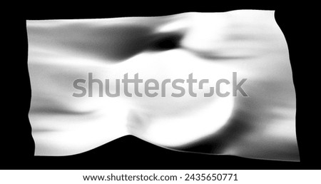 White flag isolated realistic waving. Cotton fabric texture