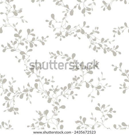 seamless pattern of branches and leaves on a white background