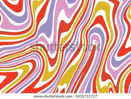 Psychedelic wavy lines.marbling texture stripes, Multicolored wallpaper graphic design.Wavy Swirl Seamless Pattern Groovy Background, Wallpaper, Print, fabric. Royalty-Free Stock Photo #2435711717
