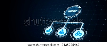 Internet, business, Technology and network concept. The concept of business, technology, the Internet and the network. Virtual screen of the future the inscription: Execute. 3d illustration
