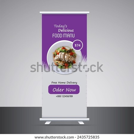 Food Roll up banner design vector template Royalty-Free Stock Photo #2435725835