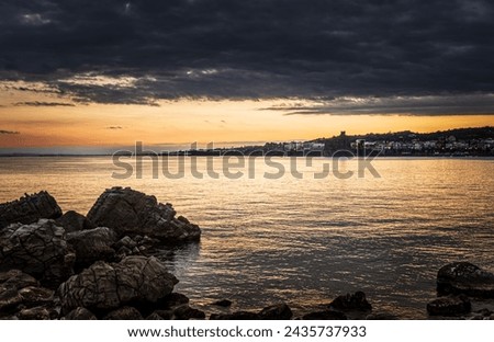 Suggestive overview of the protected marine reserve of the Cyclops Riviera at sunset Royalty-Free Stock Photo #2435737933