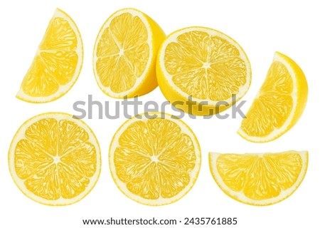 Lemon slice isolated on white background, full depth of field