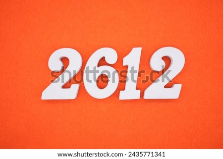 Orange felt is the background. The numbers 2612 are made from white painted wood.
