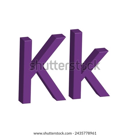 3D alphabet K in purple colour. Big letter K and small letter k isolated on white background. clip art illustration vector
