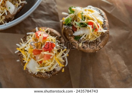 Savory Delight: 4K Ultra HD Close-Up of Oven-Baked Stuffed Mushroom