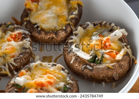 Savory Delight: 4K Ultra HD Close-Up of Oven-Baked Stuffed Mushroom
