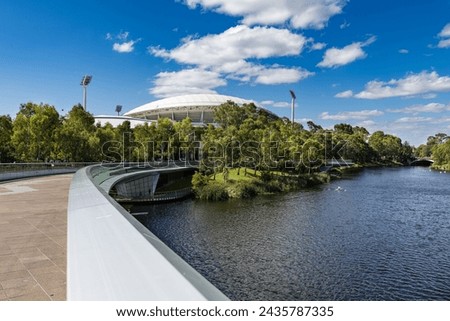 Adelaide Oval viewed across River Torrens in Elder Park Royalty-Free Stock Photo #2435787335