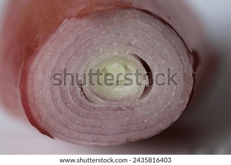 Close-up photo of shallot onion on white background. 