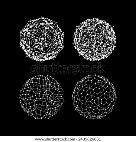 3D sphere mesh grid. Ball or sphere in grid of line. 3D abstract object in wireframe of lines and dots. Vector illustration.