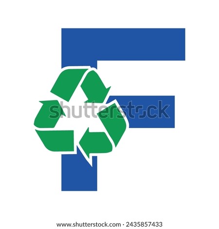 Initial Recycle Logo combine with letter F vector template