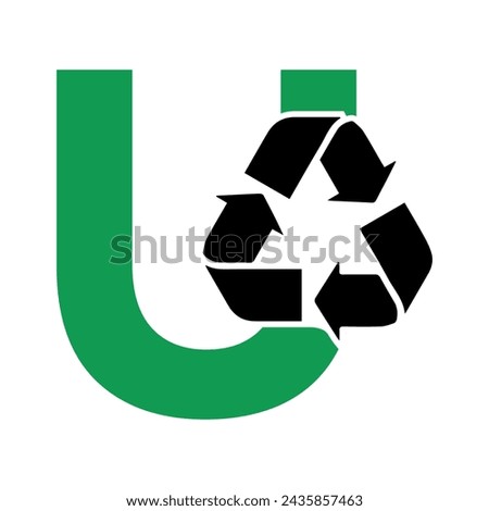 Initial Recycle Logo combine with letter U vector template