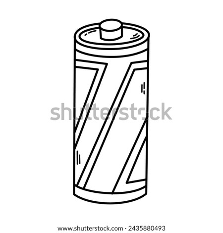 Doodle battery. Vector battery icon with in cartoon style.