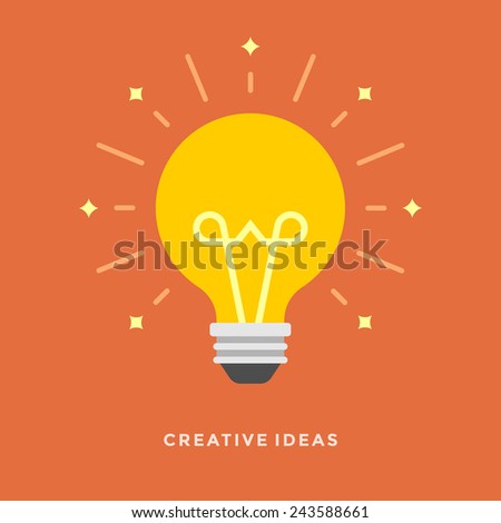 Flat design vector business illustration concept Creative idea with light lamp bulb for website and promotion banners. Royalty-Free Stock Photo #243588661