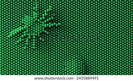 Spider reaching for its victim in a web - physical pixel art.  Lots of green pixel details. Symbolic abstract background or backdrop. Optical illusion. 16 to 9 aspect ratio. photo. Close-up