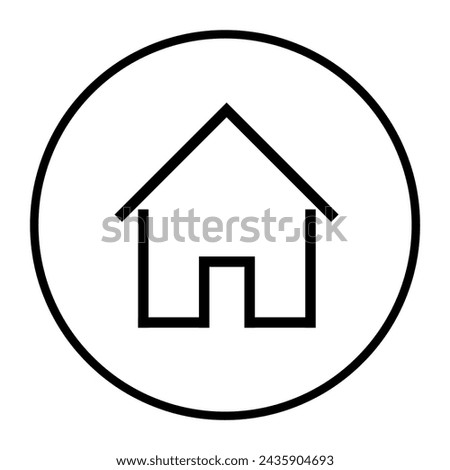 Simple home icon inside a circle, isolated on white background.