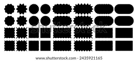 Set of Zigzag and Wavy Geometric Shapes. Vector Rectangle, Circle, Square and Oval Elements with Curve Edge. Zig Zag Shapes for Stickers, Badges, Posters, Chevron, Labels and Decoration Royalty-Free Stock Photo #2435921165