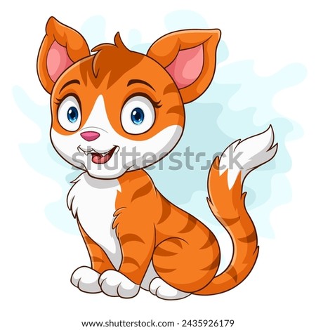 Illustration of Cartoon orange cat on white background