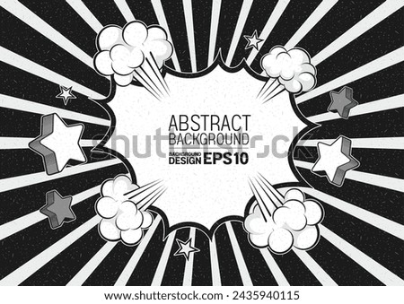 Comic Speech Bubbles, Template Black and White Color Background, Wallpaper Design, Radius Effect,  Pop Art Illustrator Cartoon Clipart.