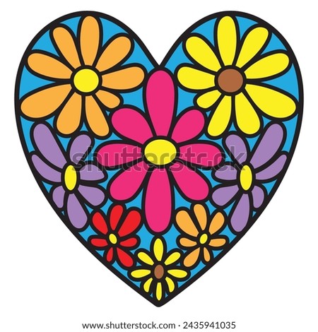 Floral heart vector cartoon illustration