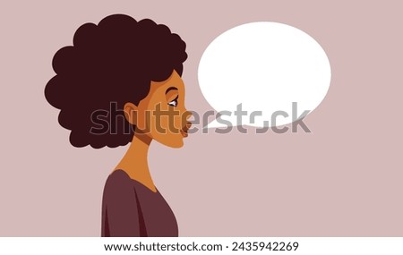 
Profile of a Woman of Black Ethnicity Saying Something Vector Illustration
Pretty girl of African-American ethnicity being vocal on social issues
