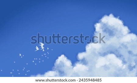 Clip art: big iridocumulus cloud in fresh blue sky-size 16:9