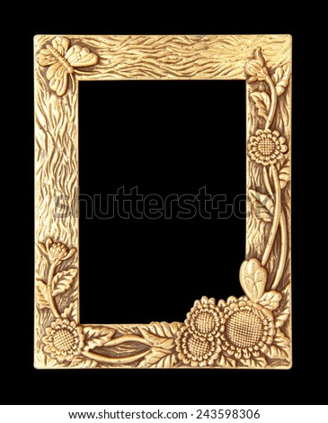gold picture frame Isolated on black background