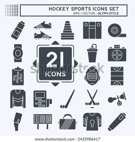 Icon Set Hockey Sports. related to Sport symbol. glyph style. simple design editable