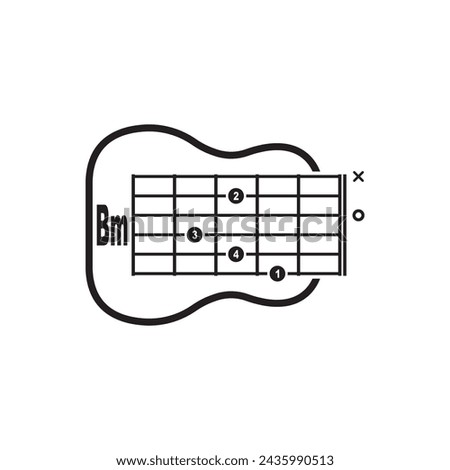 Bm guitar chord icon. Basic guitar chord vector illustration symbol design
