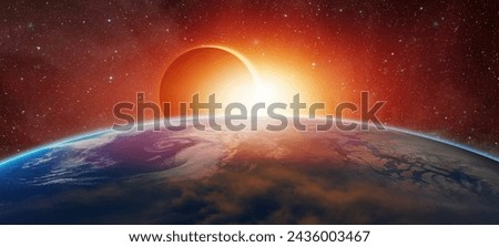 Solar Eclipse "Elements of this image furnished by NASA " Royalty-Free Stock Photo #2436003467