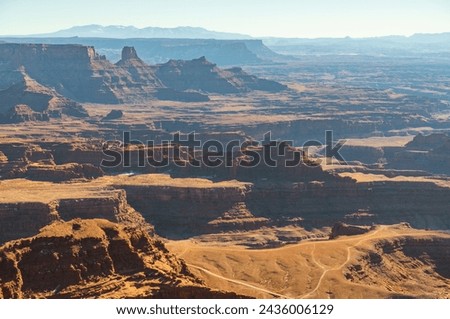 Dead Horse Point State Park in San Juan County, Utah, dramatic overlook of the Colorado River and Canyonlands National Park in Utah, USA Royalty-Free Stock Photo #2436006129