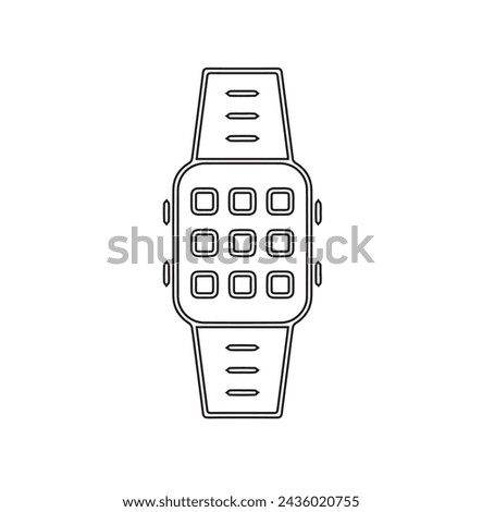 Smart watch line icon vector illustration. Hand drawn outline wearable wrist watch bracelet with wristband and tracker monitoring quality of sleep and relax, heartbeats during sports training one line