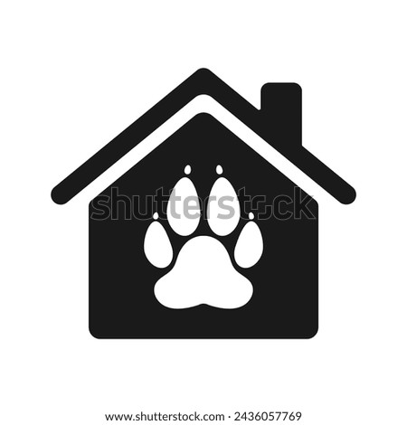 House icon with paw. Illustration