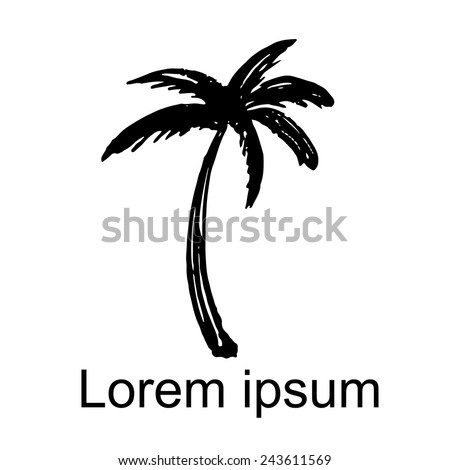 Coconut palm tree natural icon isolated on a white background, art logo design