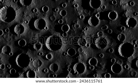 Moon surface in stippling style with shadows and many meteorite impact craters. Close-up top view lunar noisy grainy texture using dots. Pointillism. Dotwork. Vector illustration Royalty-Free Stock Photo #2436115761