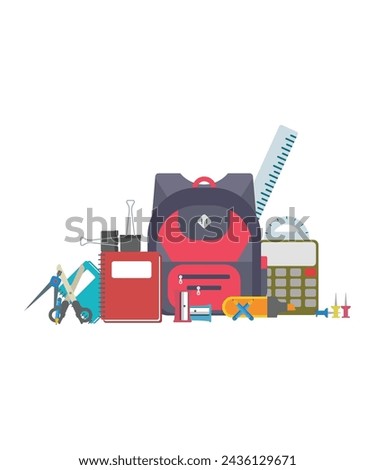Illustration of children's school equipment