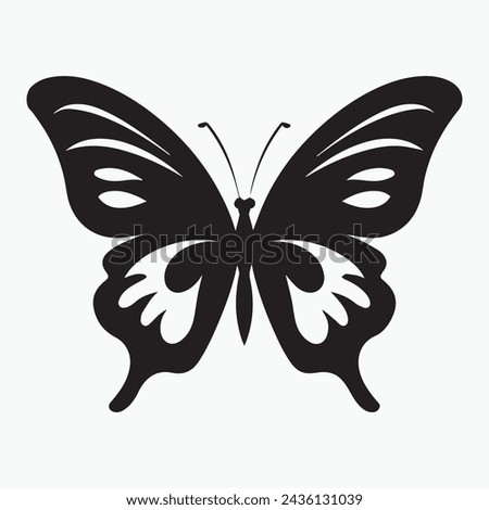 A black silhouette of a Butterfly clip art