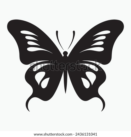A black silhouette of a Butterfly clip art illustration