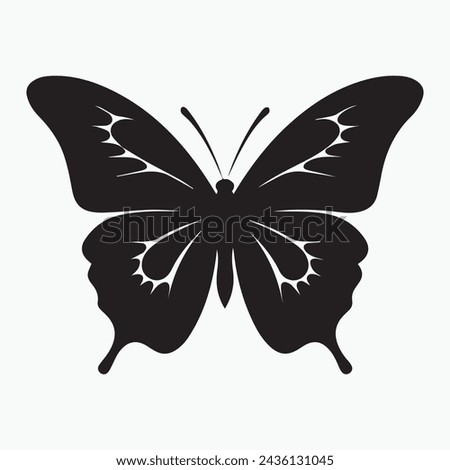 A black silhouette of a Butterfly vector clip art