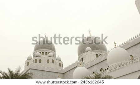 A captivating abstract photograph showcasing the Grand Mosque in white against a pristine white background.