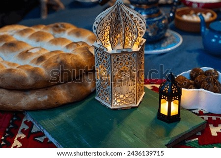 Ramadan Iftar Table.Traditional Foods of Turkish People Ramadan Feast Celebrations, Eid al-Fitr Concept Üsküdar Istanbul, Turkiye (Turkey) Royalty-Free Stock Photo #2436139715