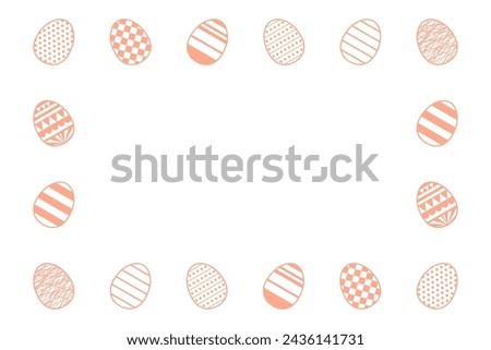 Painted Easter eggs frame, border with copy space on transparent. Line art style design, isolated vector. Easter holiday clip art, seasonal card, banner, poster, element