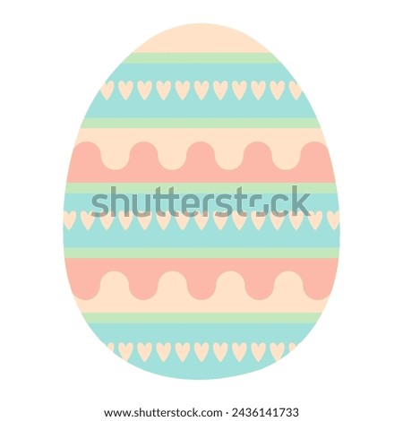 Painted Easter egg illustration. Flat style design, isolated vector. Easter holiday clip art, seasonal card, banner, poster, element
