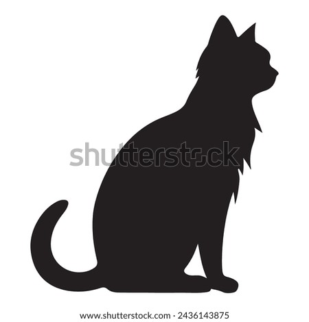A black silhouette of a Cat clip art vector