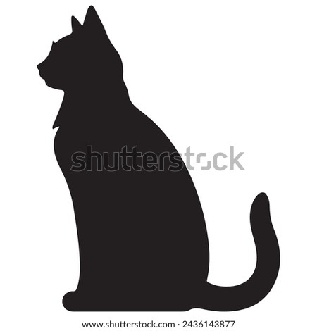 A black silhouette of a Cat vector clip art